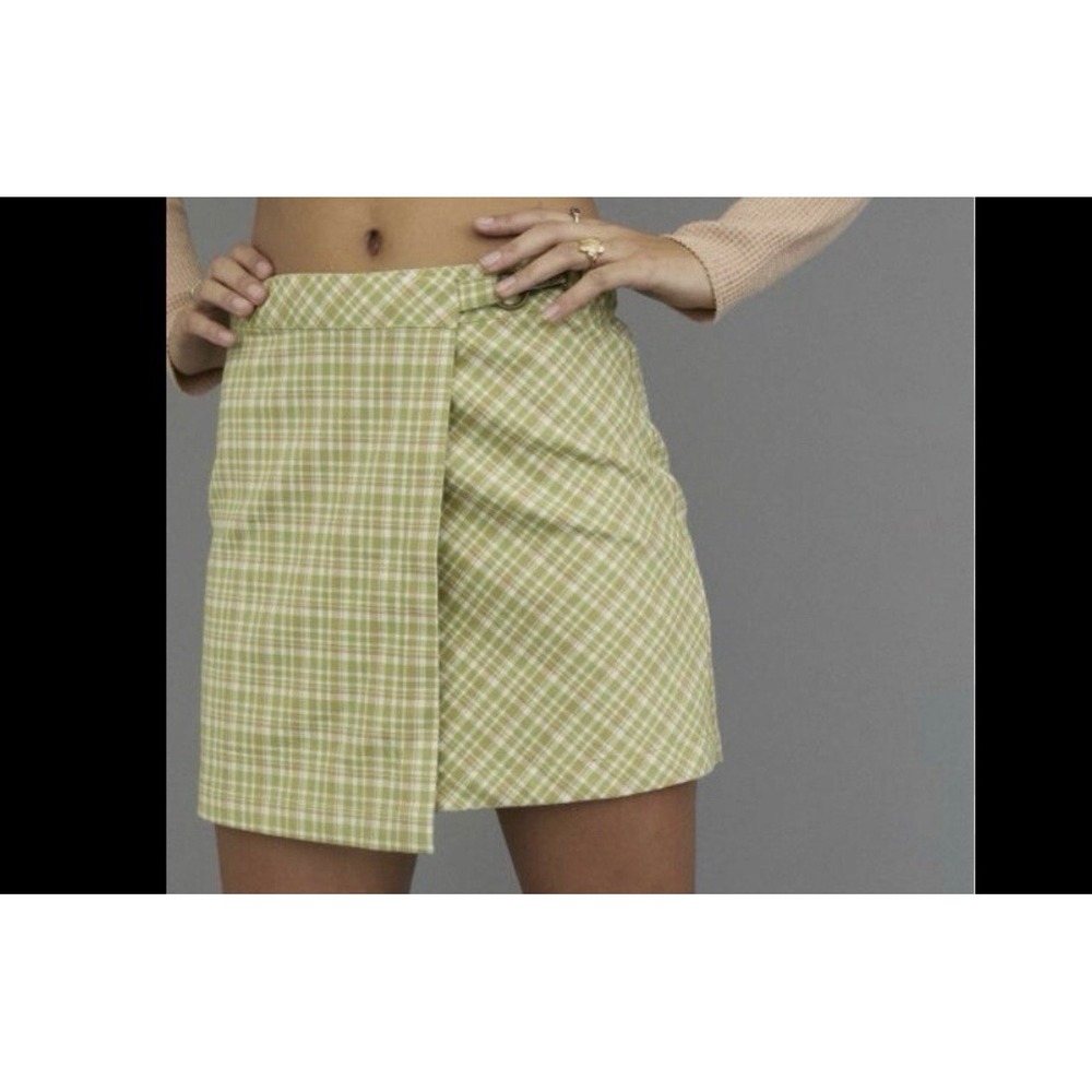 Urban Outfitters Y2K Tori Green Wrap Mini
 Skirt Plaid XS Academia Clueless